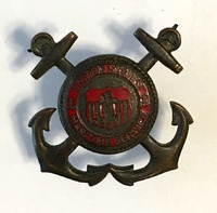 Cap Badge - Garrison, War Shipping Administration, United States Maritime Service training cadre CPO/trainee (Type 2 - Variant 1, Brass)